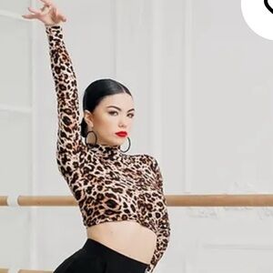 Fashion Dance Style Latin cropped open back with lacing top. Size S.  10-11 Y